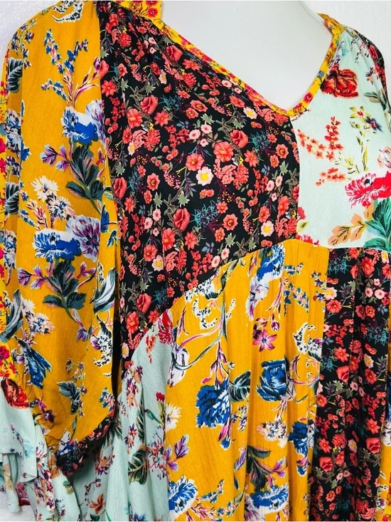 UMGEE Sunshine Honey Mixed Floral Print Babydoll Dress Size S - Picture 2 of 5